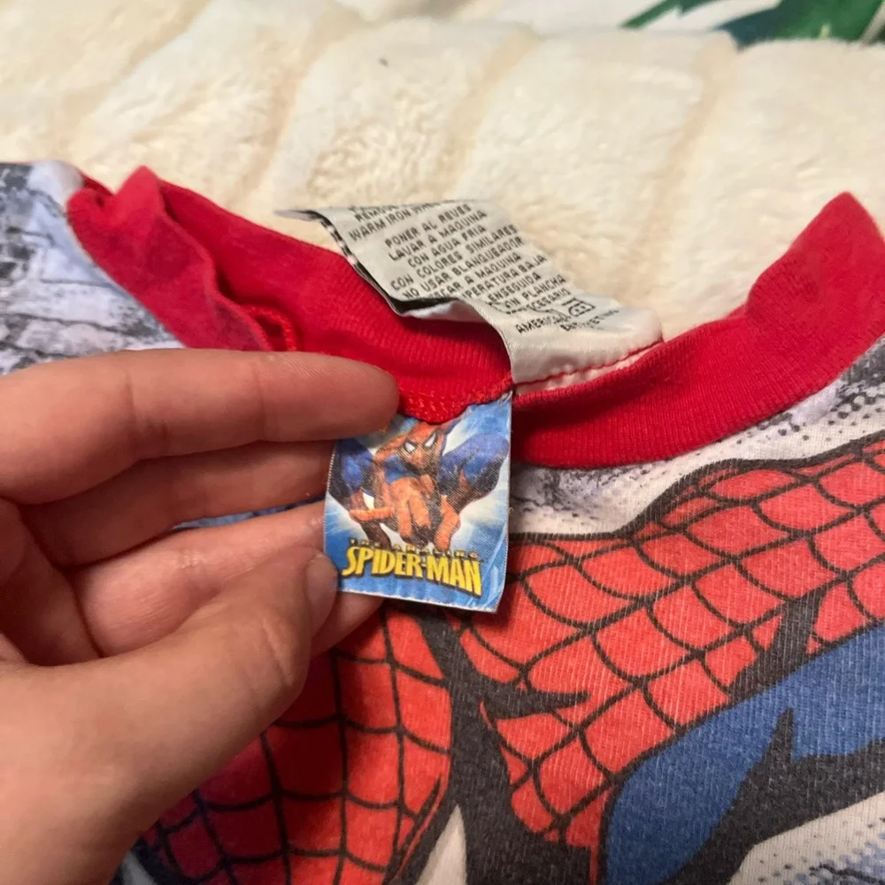 VTG Y2K Marvel Amazing Spider-Man Classic Pajama Unisex Kids Sz 4 Cartoon PJ Top